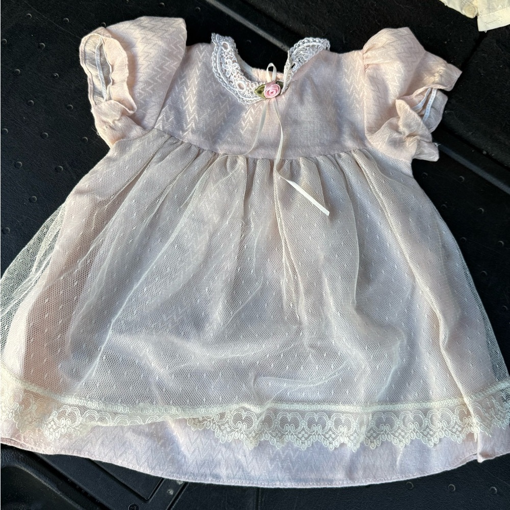 Vintage Pink Lace Baby Dress